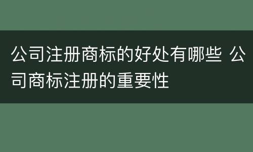 公司注册商标的好处有哪些 公司商标注册的重要性