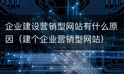 企业建设营销型网站有什么原因（建个企业营销型网站）