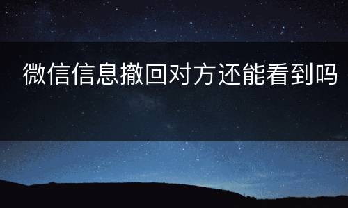  微信信息撤回对方还能看到吗