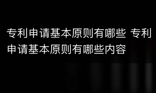专利申请基本原则有哪些 专利申请基本原则有哪些内容