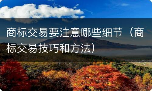 商标交易要注意哪些细节（商标交易技巧和方法）