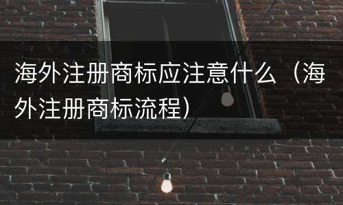 海外注册商标应注意什么（海外注册商标流程）
