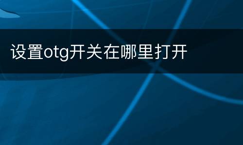 设置otg开关在哪里打开