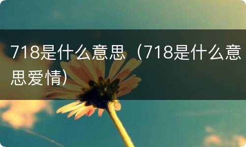 718是什么意思（718是什么意思爱情）