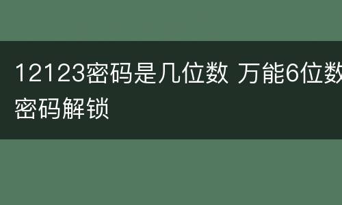 12123密码是几位数 万能6位数密码解锁