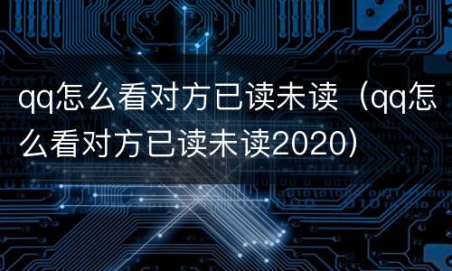 qq怎么看对方已读未读（qq怎么看对方已读未读2020）