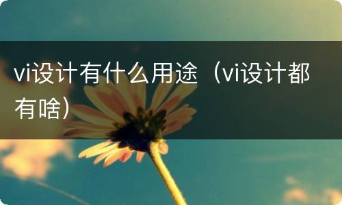 vi设计有什么用途（vi设计都有啥）