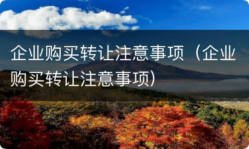企业购买转让注意事项（企业购买转让注意事项）