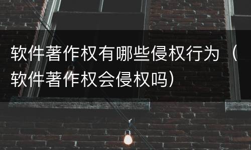 软件著作权有哪些侵权行为（软件著作权会侵权吗）