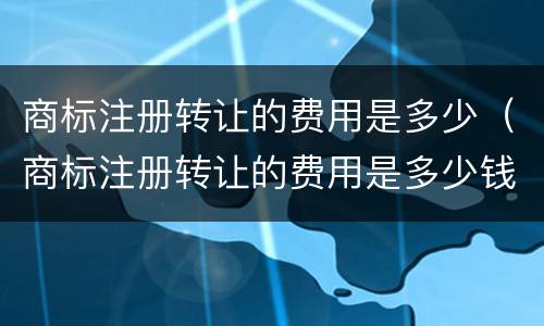 商标注册转让的费用是多少（商标注册转让的费用是多少钱）