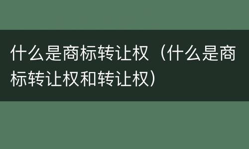 什么是商标转让权（什么是商标转让权和转让权）
