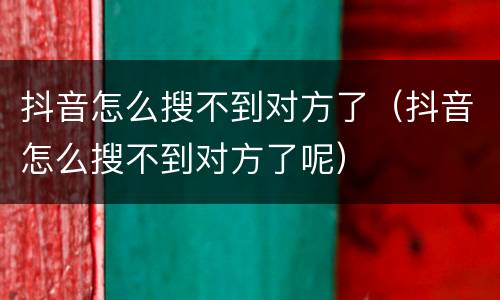 抖音怎么搜不到对方了（抖音怎么搜不到对方了呢）