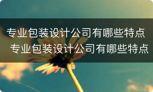 专业包装设计公司有哪些特点 专业包装设计公司有哪些特点和优点