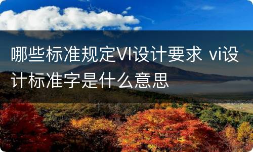 哪些标准规定VI设计要求 vi设计标准字是什么意思