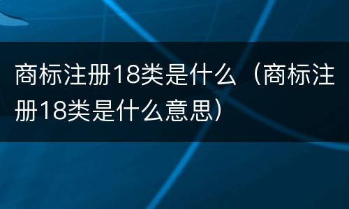 商标注册18类是什么（商标注册18类是什么意思）