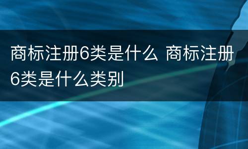 商标注册6类是什么 商标注册6类是什么类别