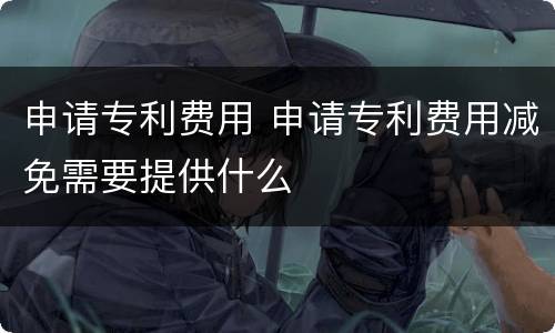 申请专利费用 申请专利费用减免需要提供什么