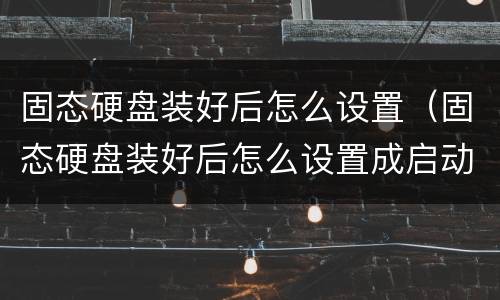 固态硬盘装好后怎么设置（固态硬盘装好后怎么设置成启动盘）