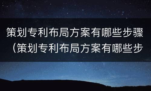 策划专利布局方案有哪些步骤（策划专利布局方案有哪些步骤）