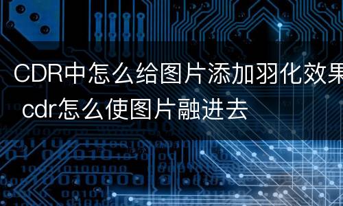 CDR中怎么给图片添加羽化效果 cdr怎么使图片融进去