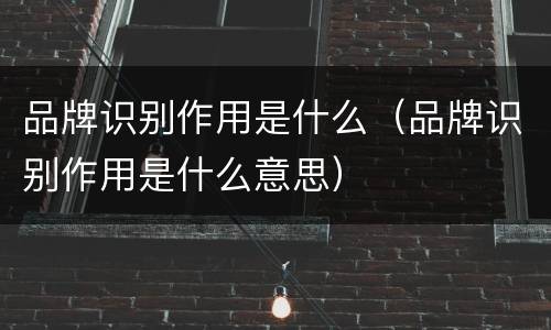 品牌识别作用是什么（品牌识别作用是什么意思）