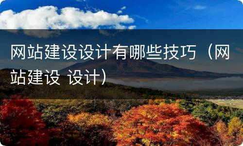 网站建设设计有哪些技巧（网站建设 设计）