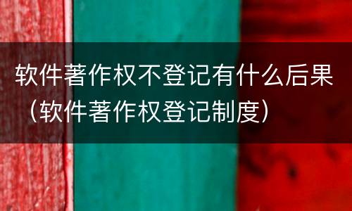 软件著作权不登记有什么后果（软件著作权登记制度）