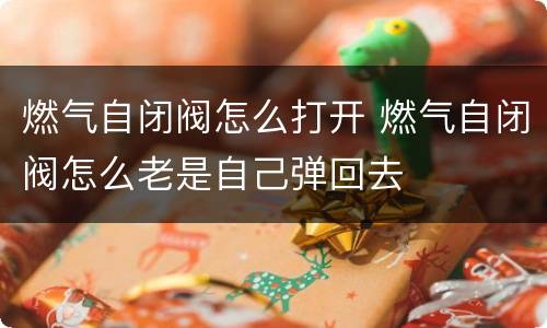 燃气自闭阀怎么打开 燃气自闭阀怎么老是自己弹回去