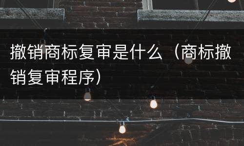撤销商标复审是什么（商标撤销复审程序）