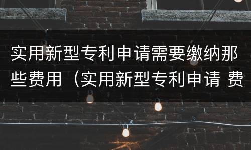 实用新型专利申请需要缴纳那些费用（实用新型专利申请 费用）