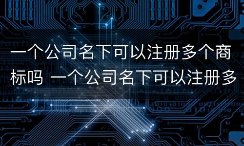 一个公司名下可以注册多个商标吗 一个公司名下可以注册多个商标吗多少钱