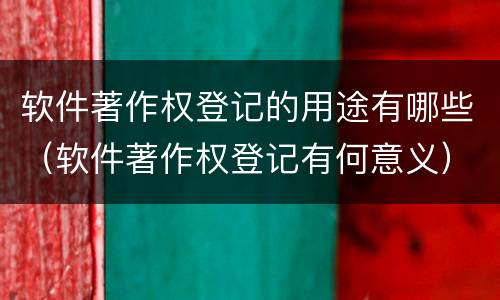 软件著作权登记的用途有哪些（软件著作权登记有何意义）