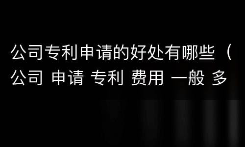 公司专利申请的好处有哪些（公司 申请 专利 费用 一般 多少）