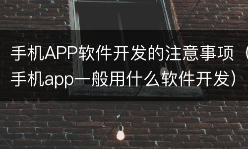 手机APP软件开发的注意事项（手机app一般用什么软件开发）