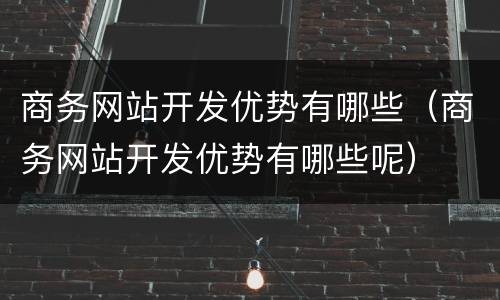 商务网站开发优势有哪些（商务网站开发优势有哪些呢）