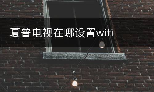  夏普电视在哪设置wifi