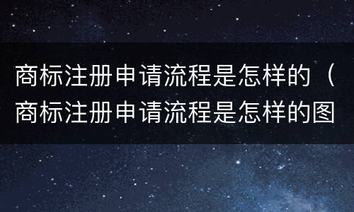商标注册申请流程是怎样的（商标注册申请流程是怎样的图片）