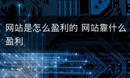 网站是怎么盈利的 网站靠什么盈利