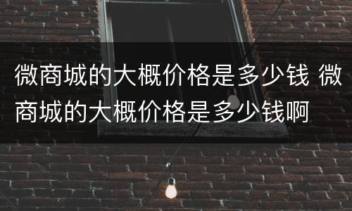 微商城的大概价格是多少钱 微商城的大概价格是多少钱啊