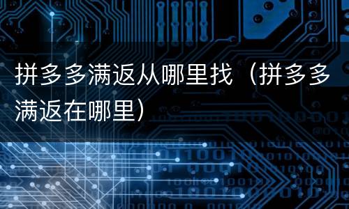 拼多多满返从哪里找（拼多多满返在哪里）