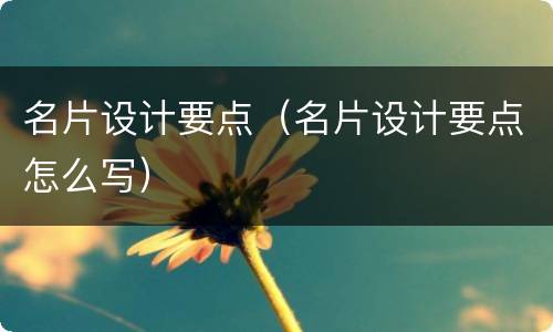 名片设计要点（名片设计要点怎么写）