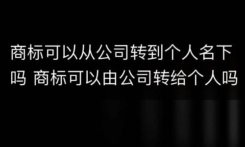 商标可以从公司转到个人名下吗 商标可以由公司转给个人吗
