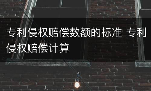 专利侵权赔偿数额的标准 专利侵权赔偿计算