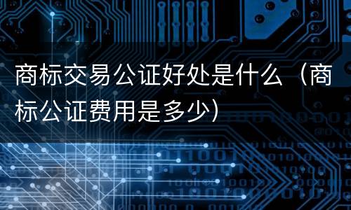 商标交易公证好处是什么（商标公证费用是多少）