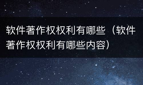 软件著作权权利有哪些（软件著作权权利有哪些内容）