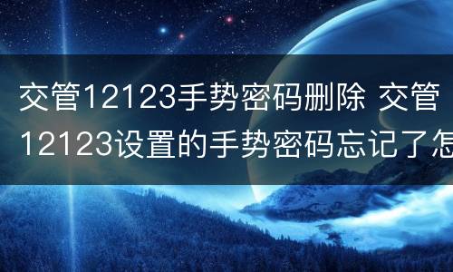 交管12123手势密码删除 交管12123设置的手势密码忘记了怎么办