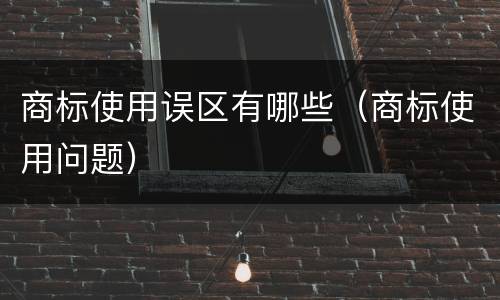 商标使用误区有哪些（商标使用问题）