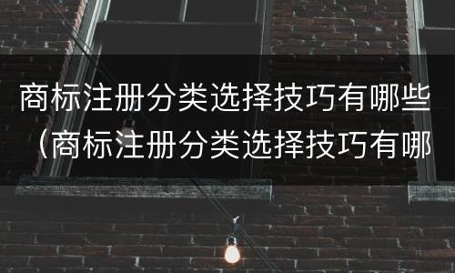 商标注册分类选择技巧有哪些（商标注册分类选择技巧有哪些呢）