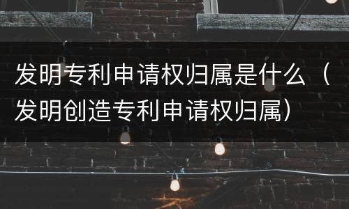 发明专利申请权归属是什么（发明创造专利申请权归属）