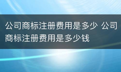 公司商标注册费用是多少 公司商标注册费用是多少钱